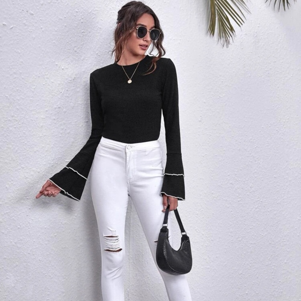 Black Bell sleeve sweater top